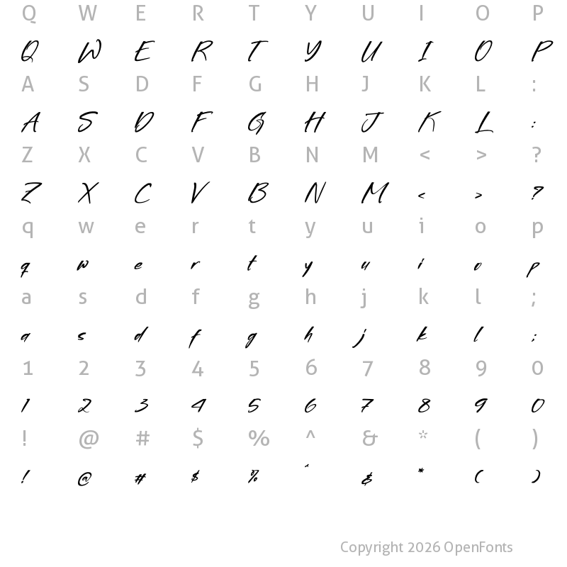 Character Map of Gloryvibes Jordanila Regular