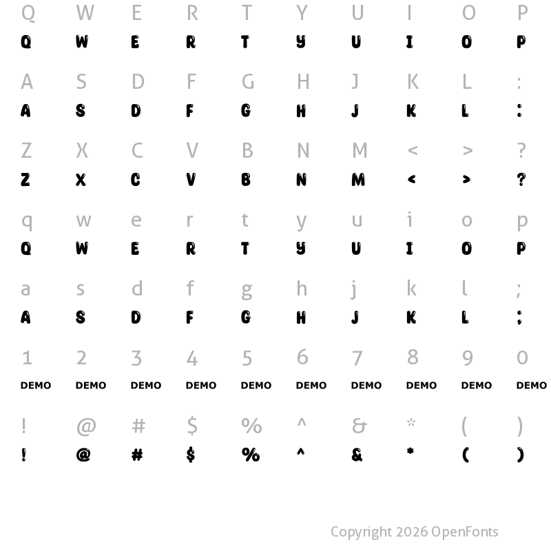 Character Map of Glossy Sheen Shine