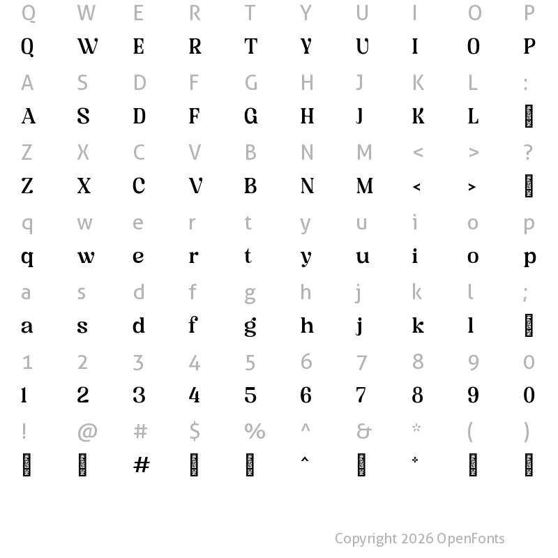 Character Map of Glypster Regular