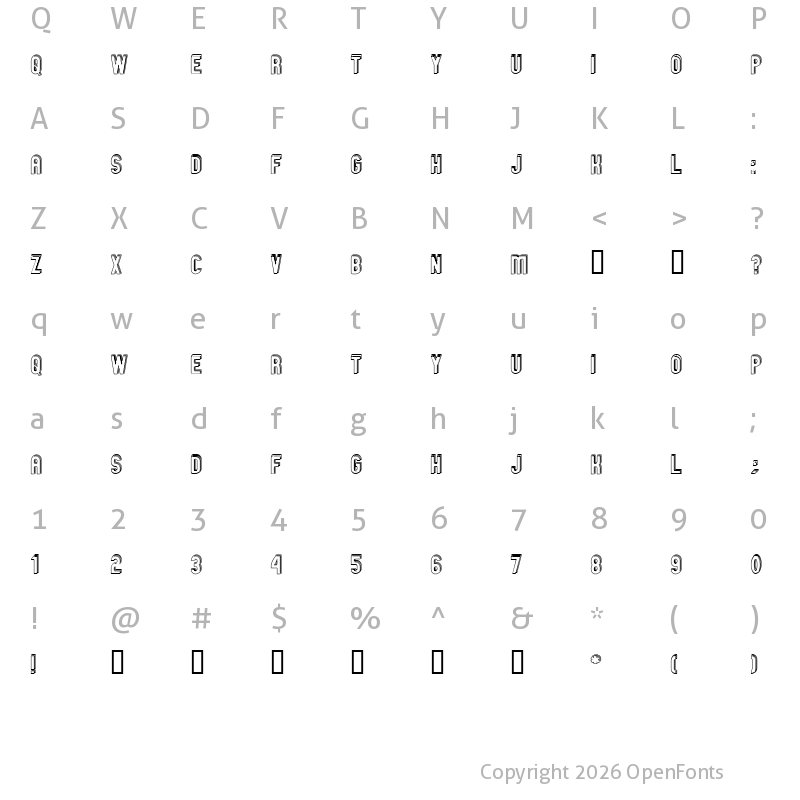 Character Map of GM Exp Offset Doubleoutline Regular