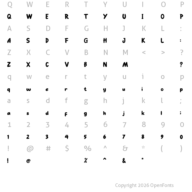 Character Map of Go Mocha Regular