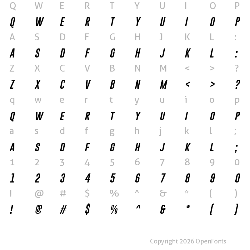Character Map of Gobold Italic