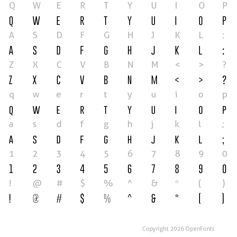 Character Map of Gobold Thin Light Regular