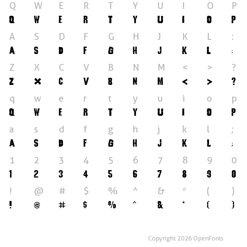 Character Map of Godzilla Regular