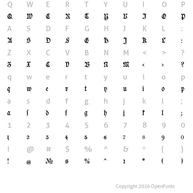 Character Map of Goeschen Fraktur Regular