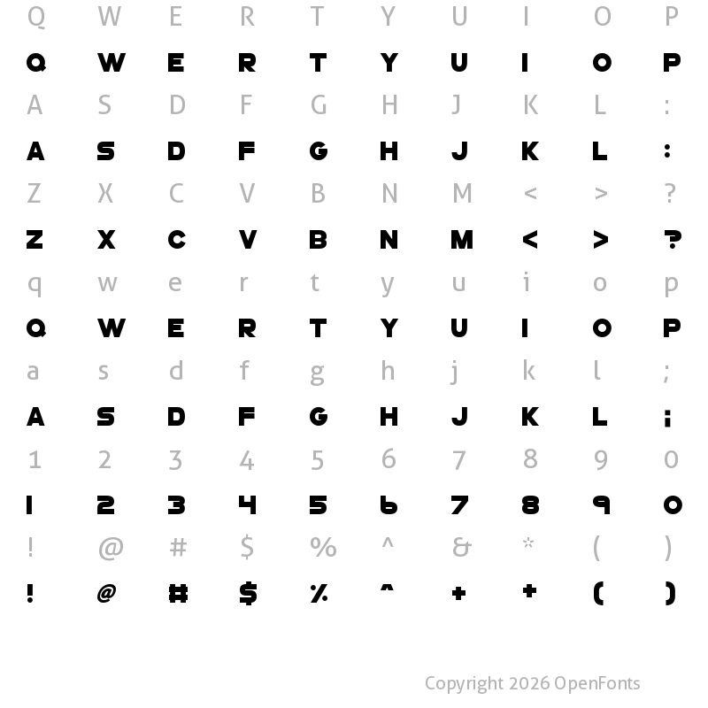 Character Map of GoGoPosterPunch Regular