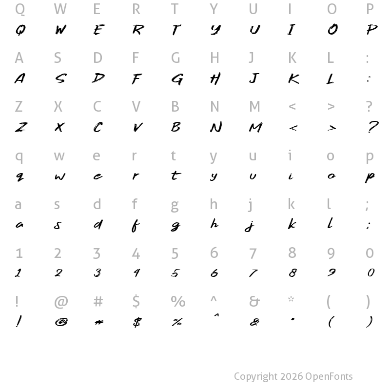 Character Map of Gojira Black Regular