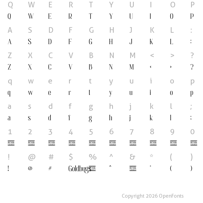 Character Map of Goldbugs personal use Regular