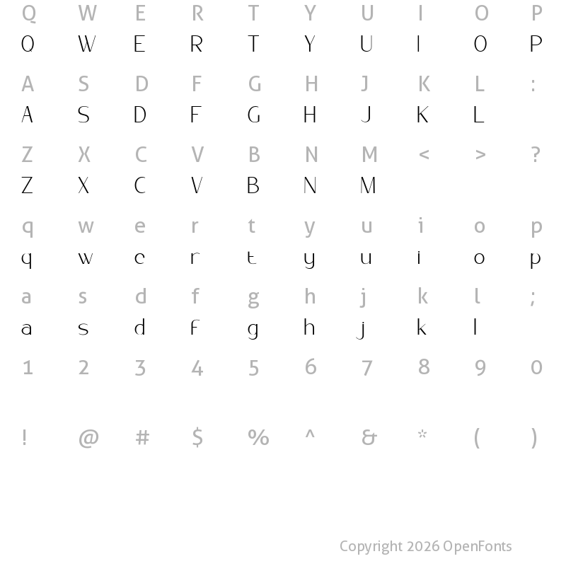 Character Map of Golden Brown Regular