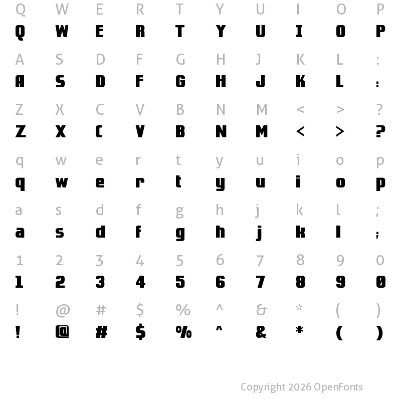Character Map of Golden Dragon Solid