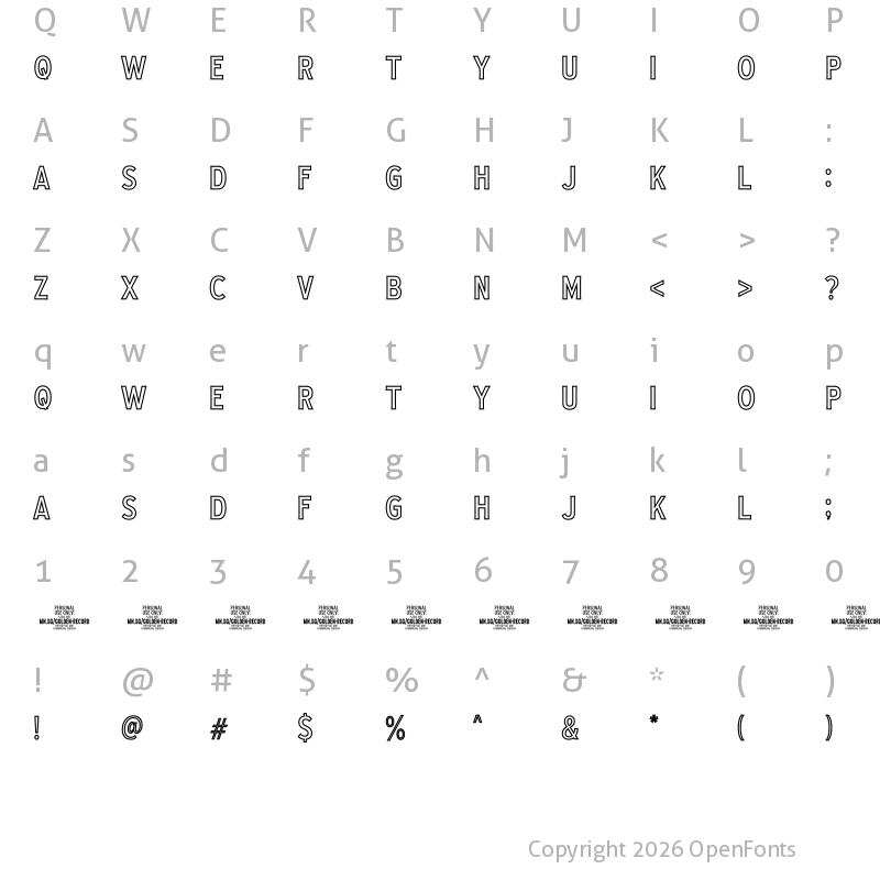 Character Map of Golden Record Outl PERSONAL Regular