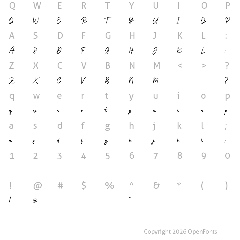 Character Map of Golden Richlane Regular