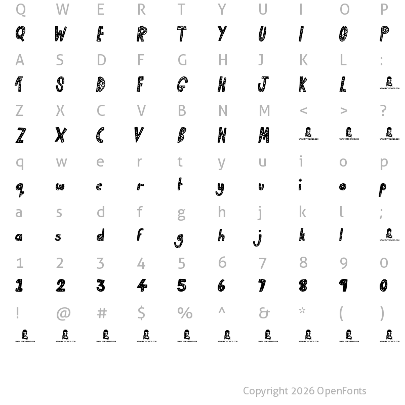 Character Map of Golden Star Regular
