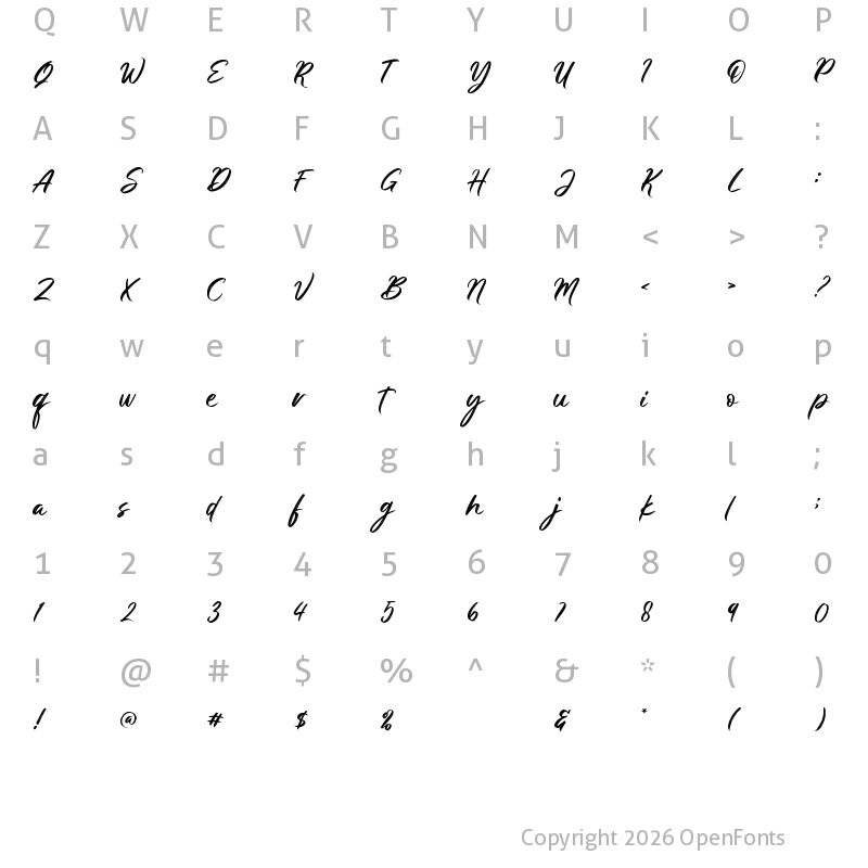 Character Map of Golden Winter Regular
