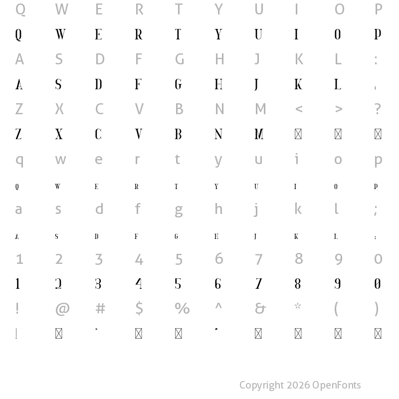 Character Map of GoldenBird Down