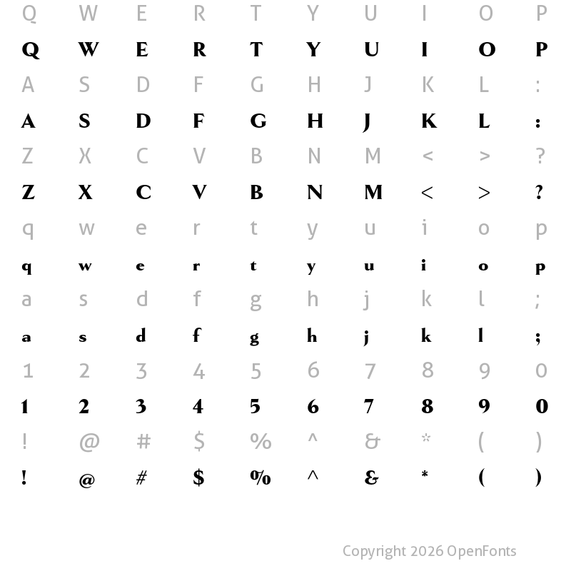 Character Map of Goldenbook Heavy