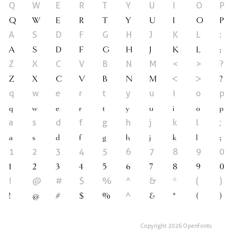 Character Map of Goldenbook Regular