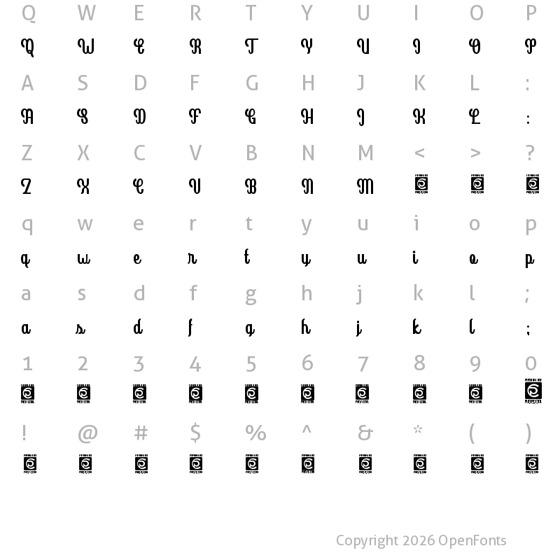 Character Map of Goldenlife Regular