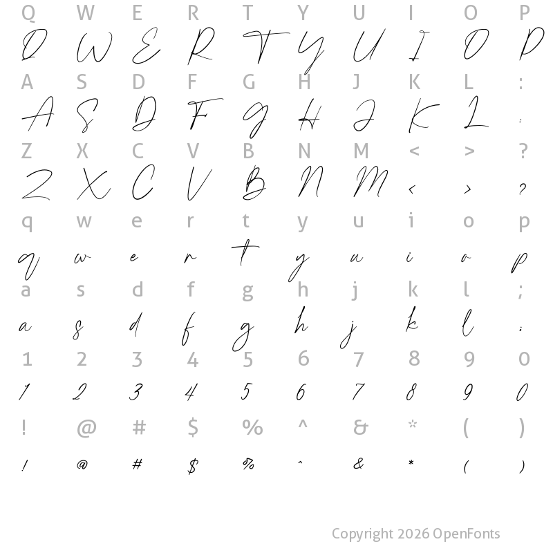 Character Map of Goldesty Regular