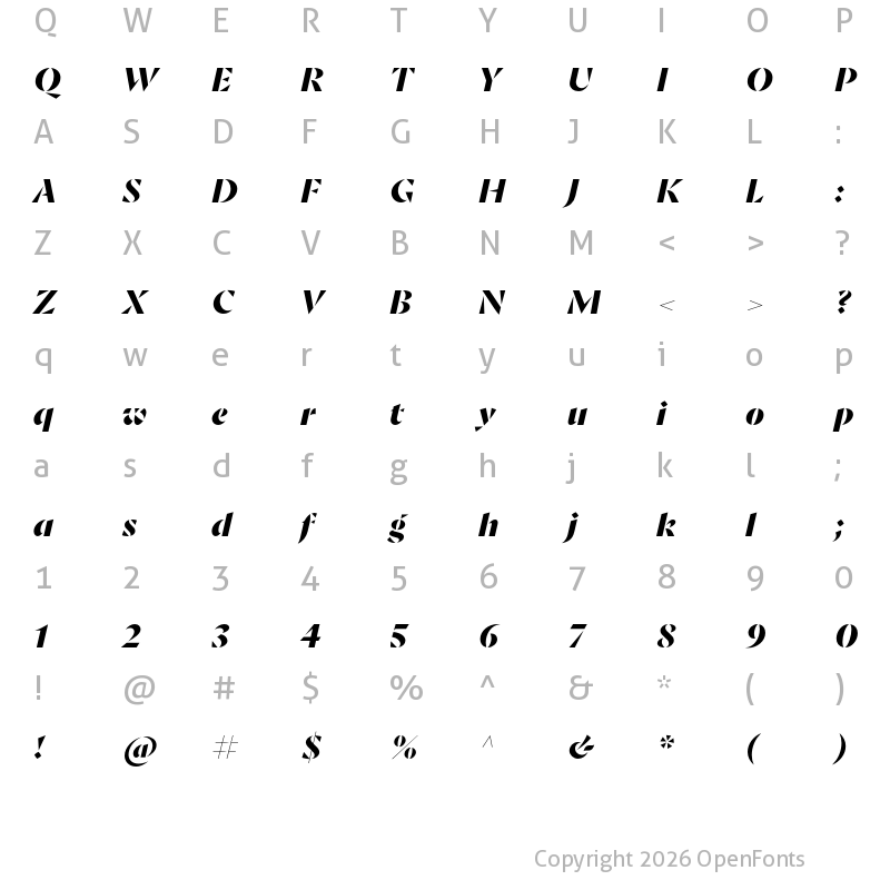 Character Map of Goldich Bold Italic