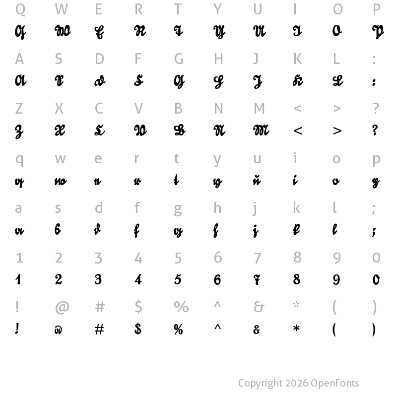 Character Map of Goldmarie UNZ1T# Regular