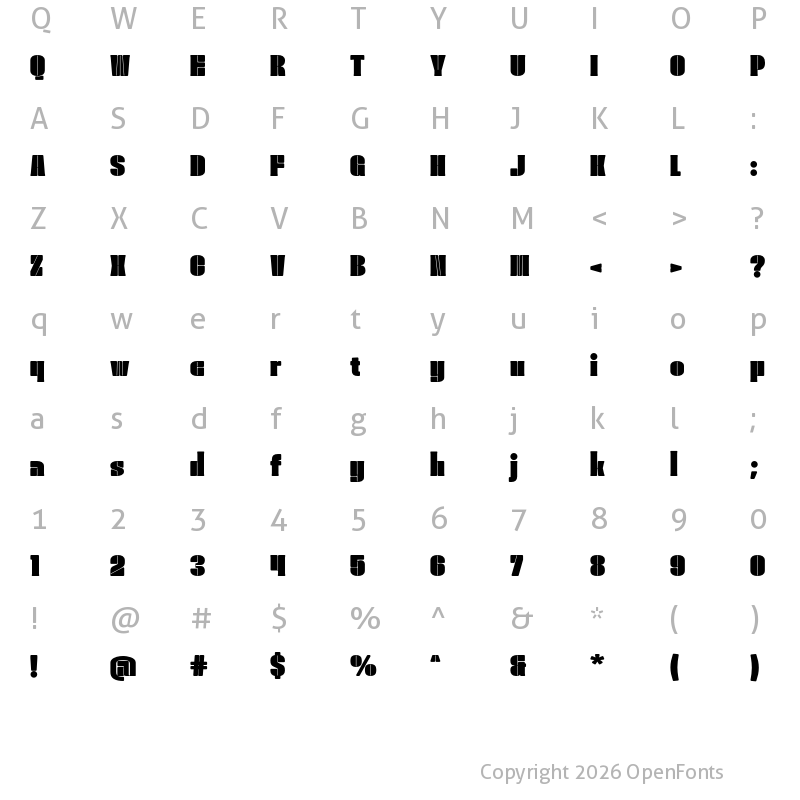 Character Map of Golvin Six Regular