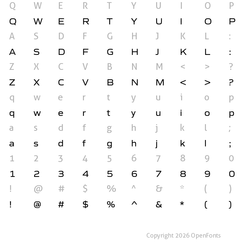 Character Map of Gomme Sans Regular