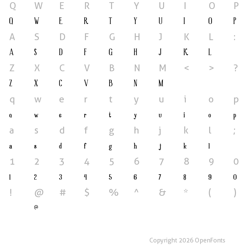 Character Map of Good Brinton Regular