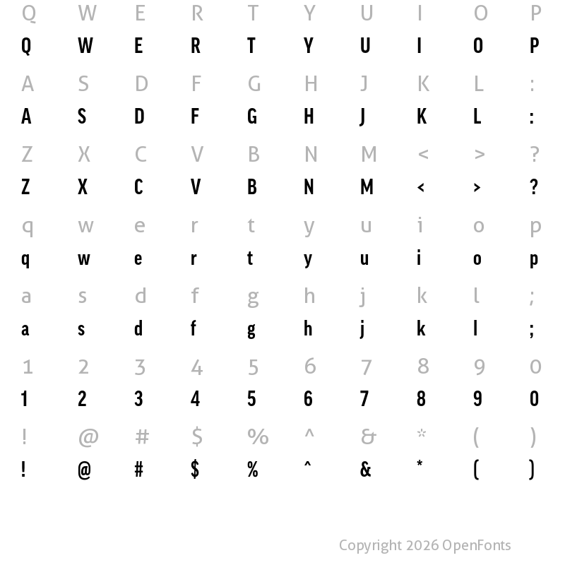 Character Map of Good Pro Cond Bold