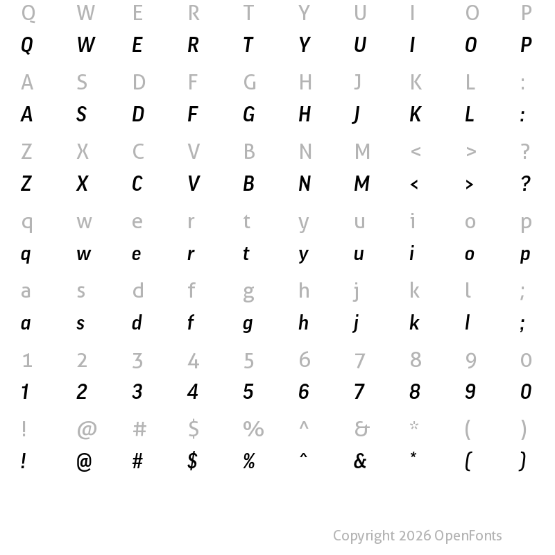 Character Map of Good Pro Medium Italic