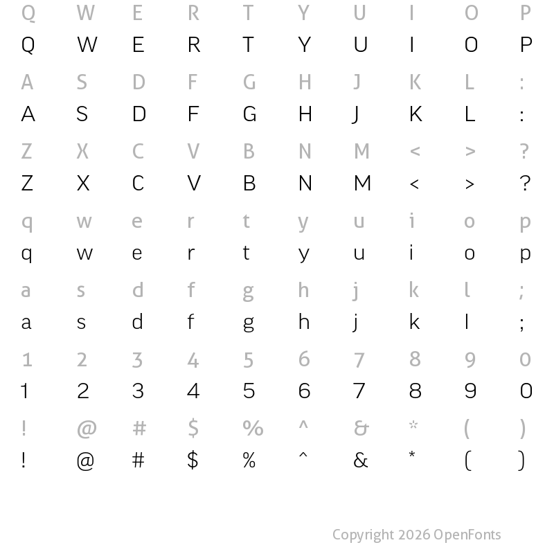 Character Map of Good Pro Wide Light