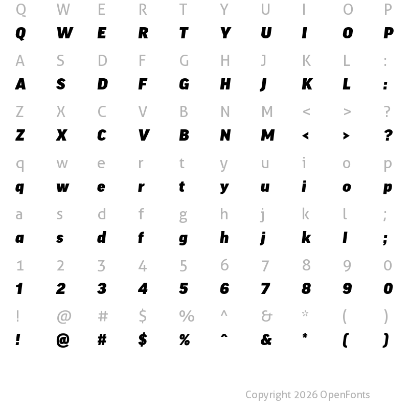 Character Map of Good Pro Wide Ultra Italic