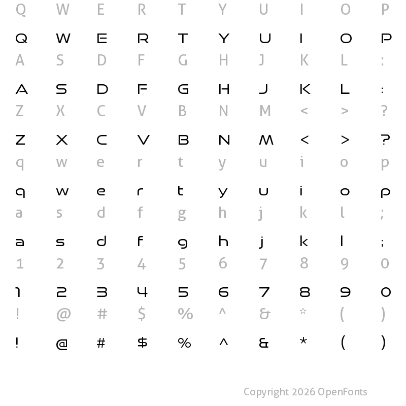 Character Map of GoodTimingW00-Light Regular