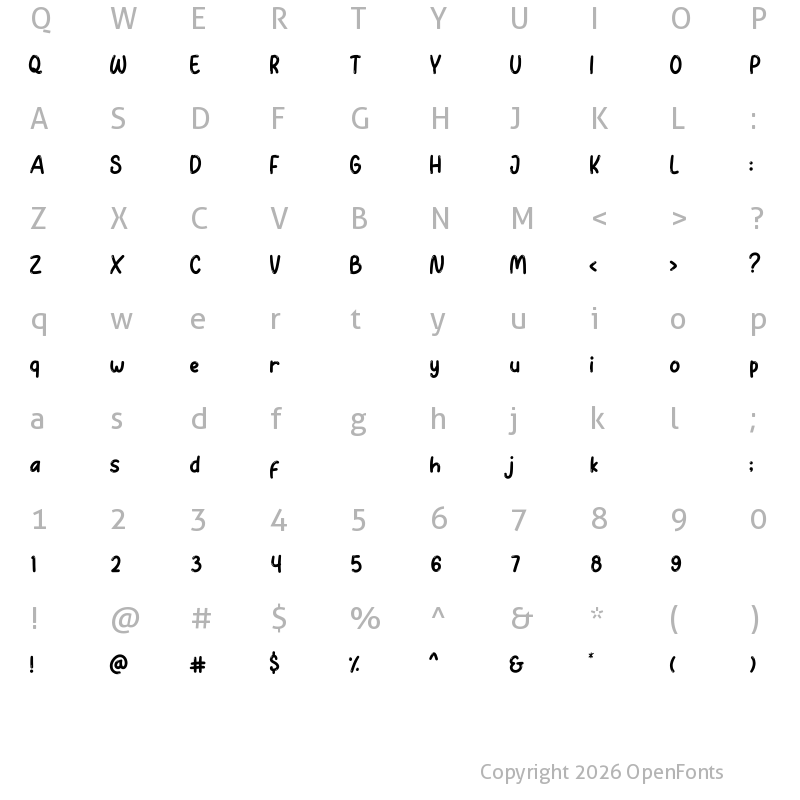 Character Map of Googlynes Regular