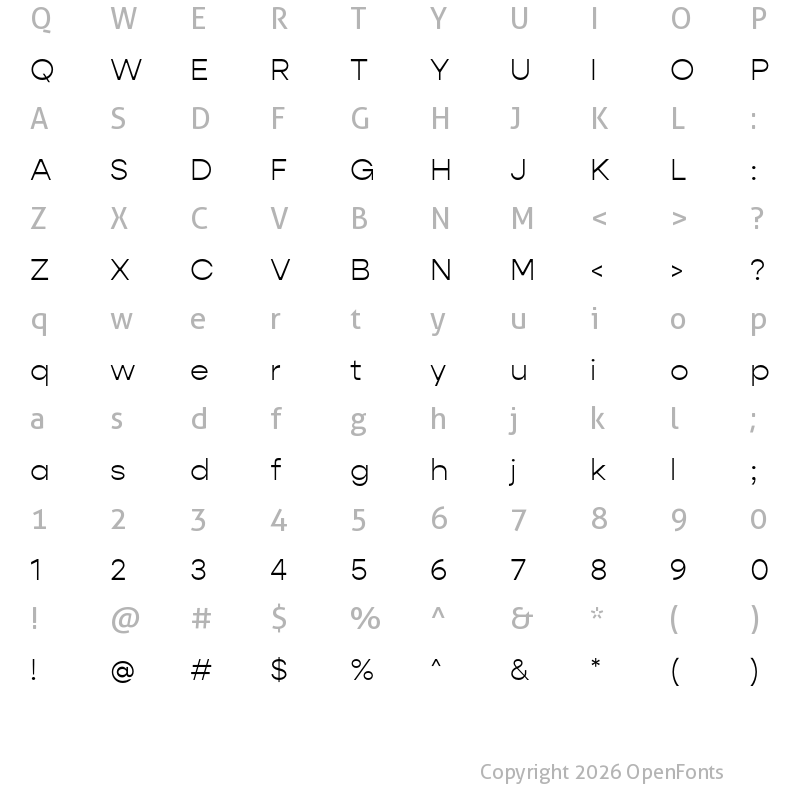 Character Map of Gopher Light