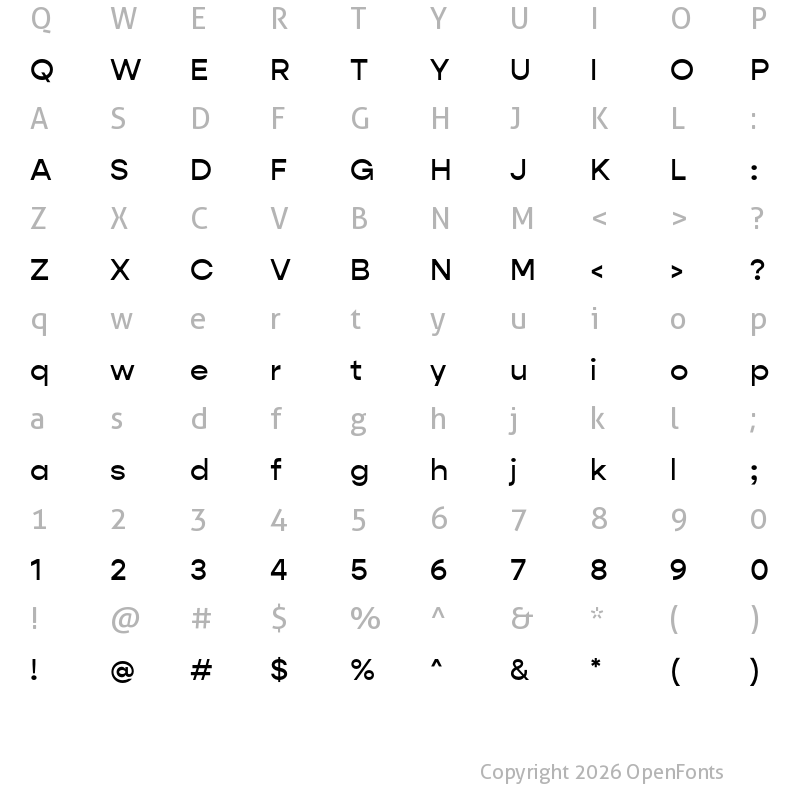 Character Map of Gopher Medium