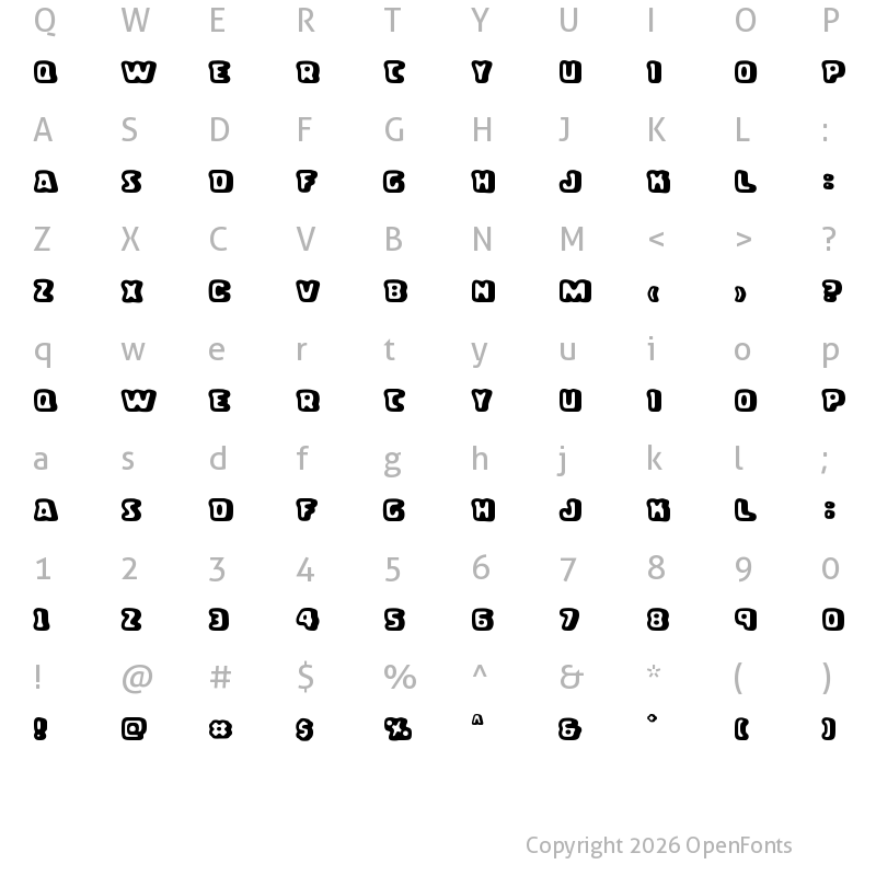 Character Map of Gordita Alegre Regular