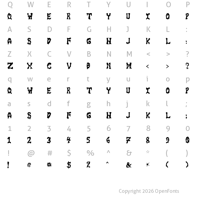 Character Map of GoreFont II