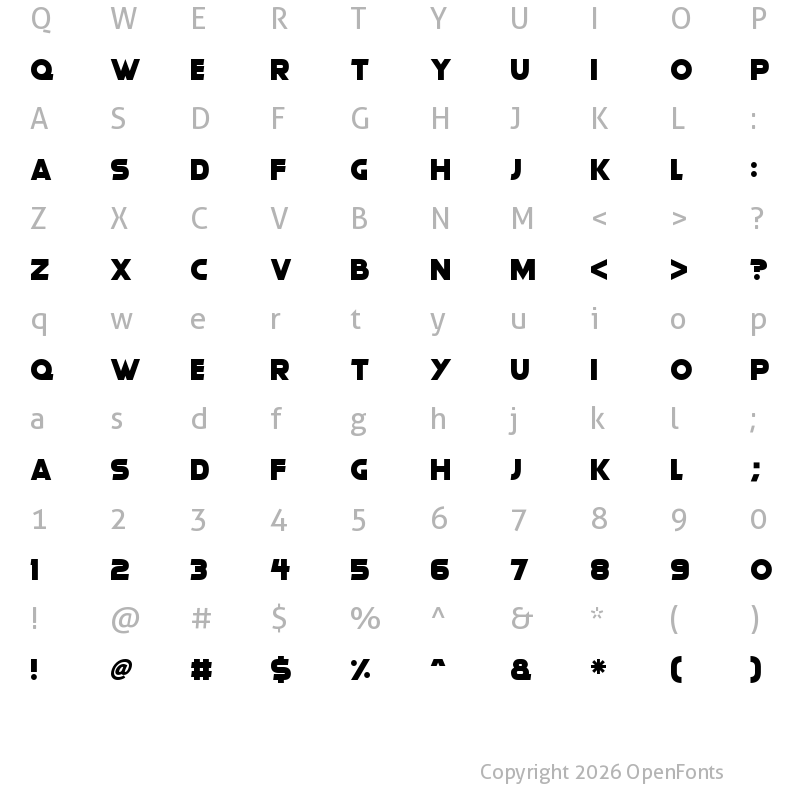 Character Map of Gorgeous Grafix Regular