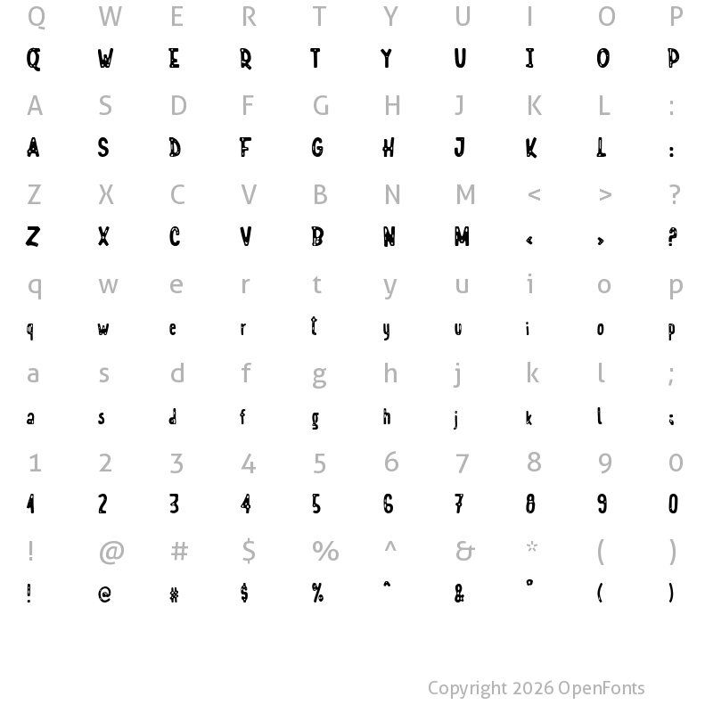 Character Map of Gorilla Team Regular