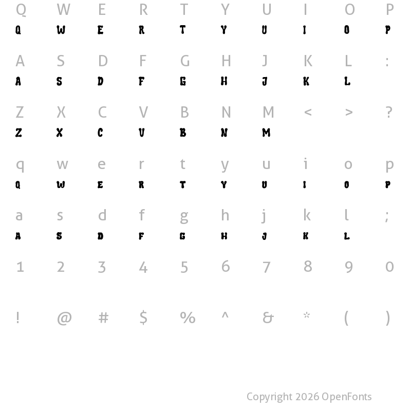 Character Map of Goskha Free Regular