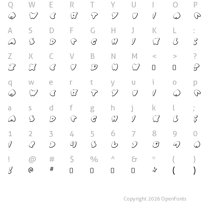 Character Map of Got No Heart Regular