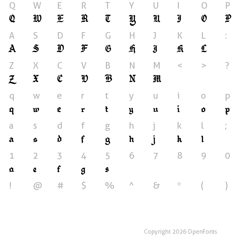 Character Map of GothBallCrap Bold