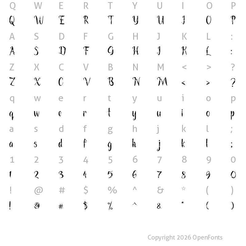 Character Map of Gothic Era Regular