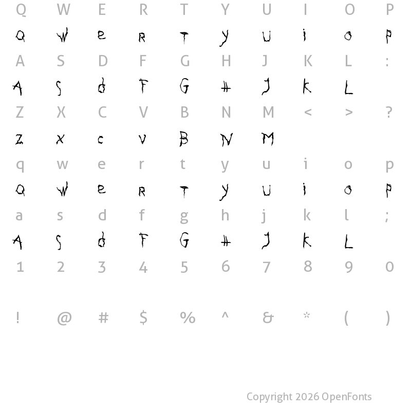 Character Map of Gothika Regular