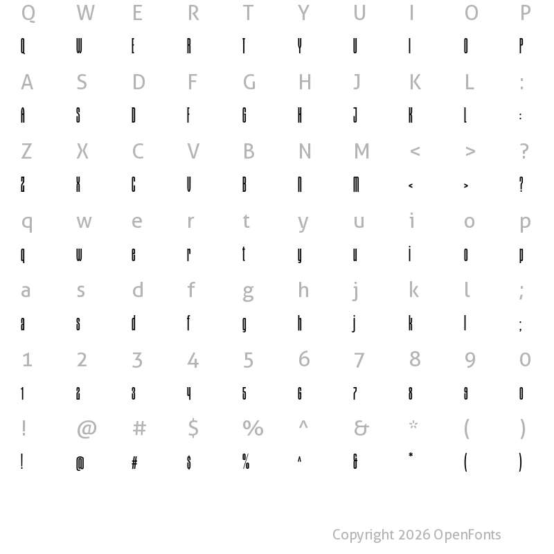 Character Map of Gothiks Compressed Book