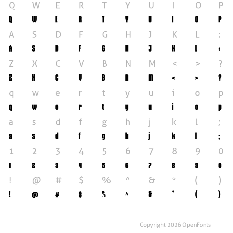 Character Map of Gothiks Condensed Black