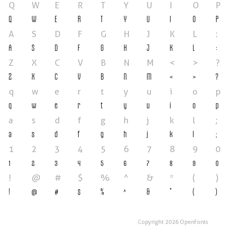 Character Map of Gothiks Light