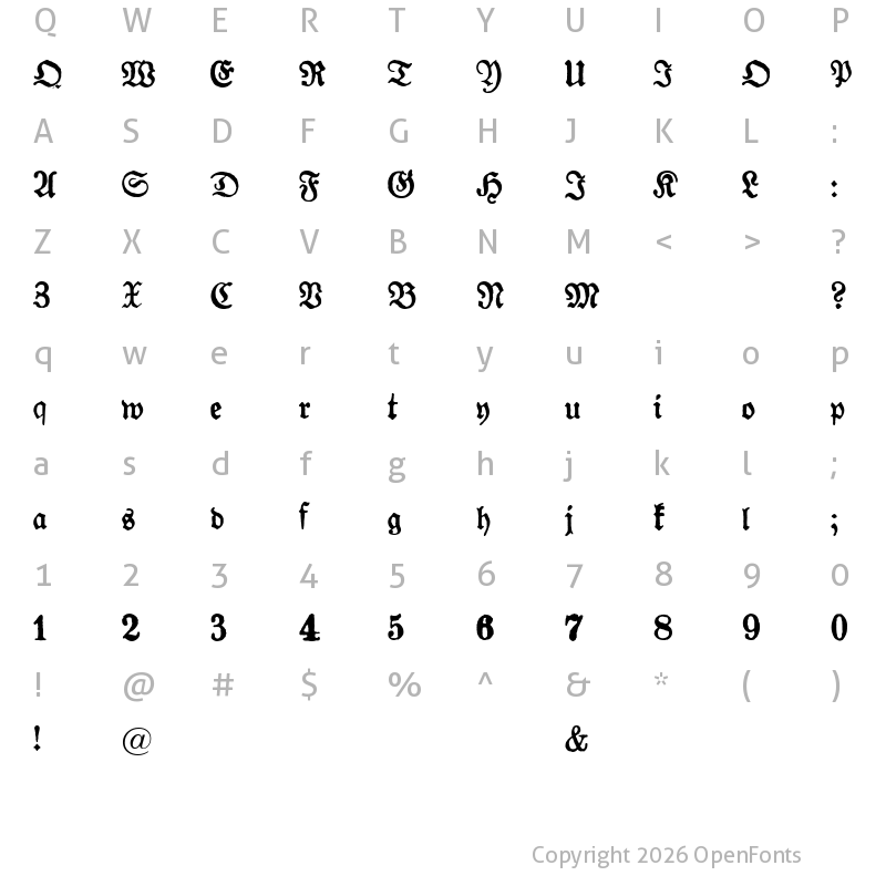 Character Map of Gotyk Poszarpany Regular