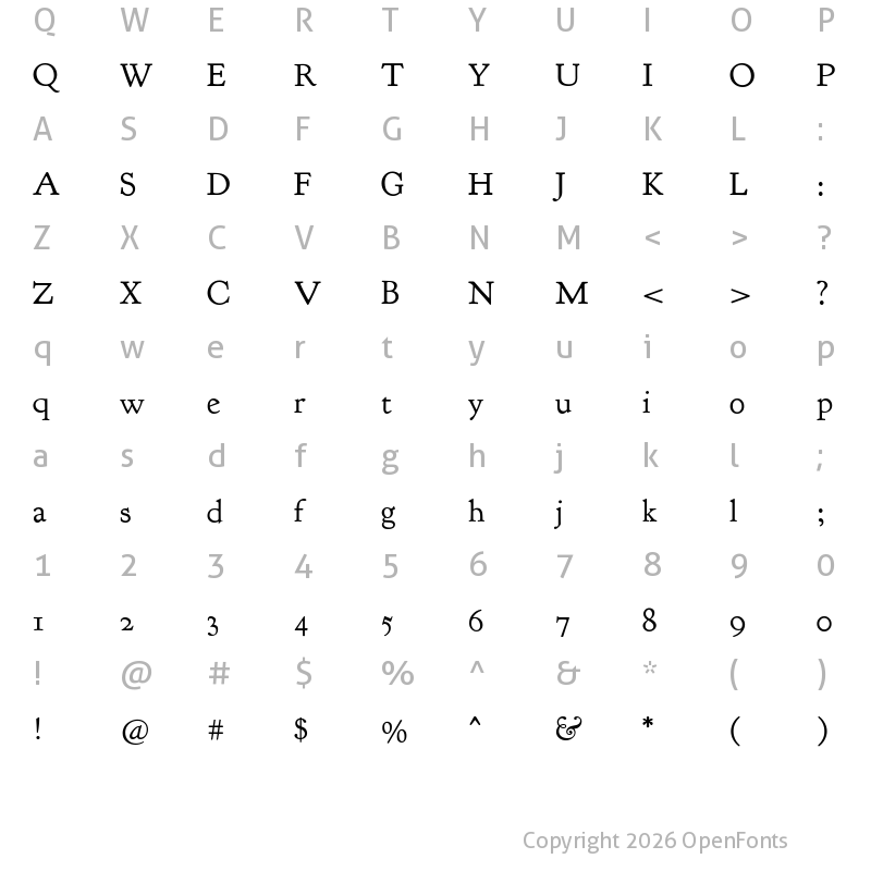 Character Map of Goudy Bookletter 1911 Regular